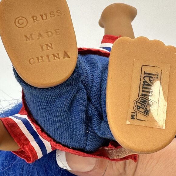 Vtg Russ Troll Doll NFL NEWYORK GIANTS Dark Blue Hair, Heisman Pose, No Football - Picture 3 of 3